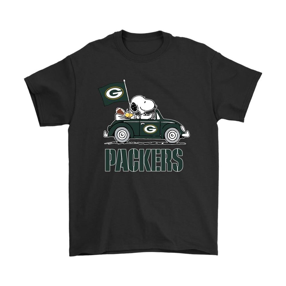 Snoopy And Woodstock Ride The Green Bay Packers Car Nfl Shirts