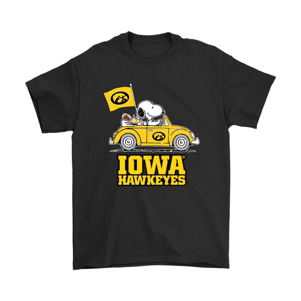 Snoopy And Woodstock Ride The Iowa Hawkeyes Car Ncaa Shirts