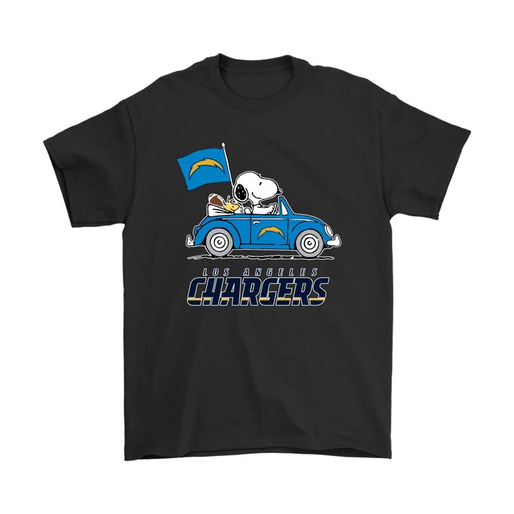 Snoopy And Woodstock Ride The Los Angeles Chargers Car Nfl Shirts