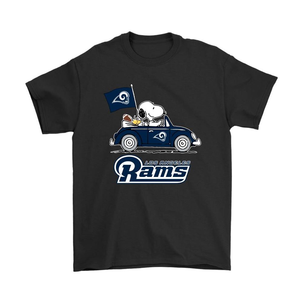 Snoopy And Woodstock Ride The Los Angeles Rams Car Nfl Shirts
