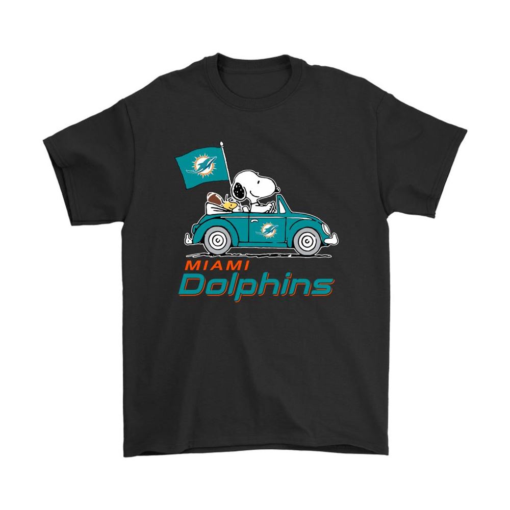 Snoopy And Woodstock Ride The Miami Dolphins Car Nfl Shirts