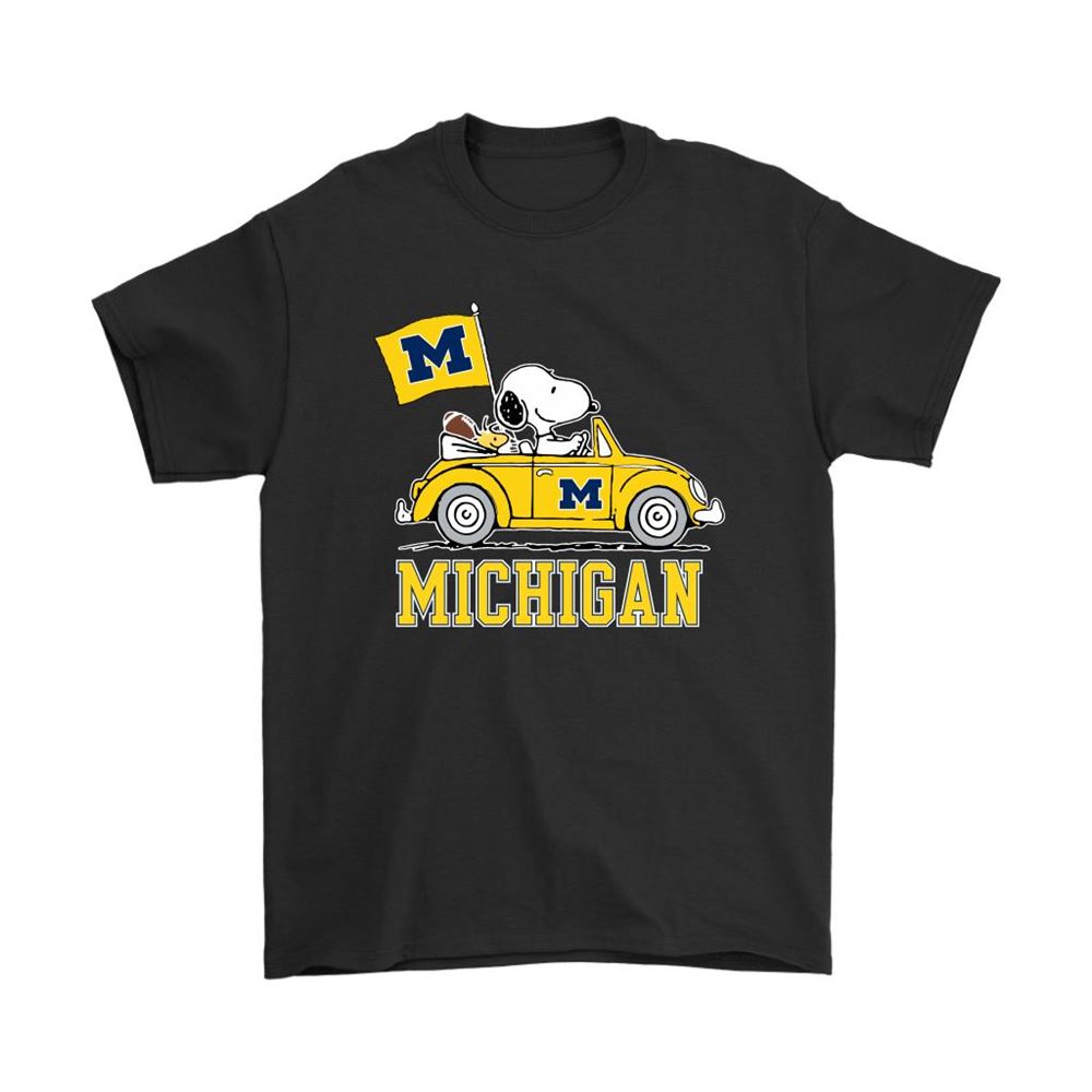 Snoopy And Woodstock Ride The Michigan Wolverines Car Ncaa Shirts