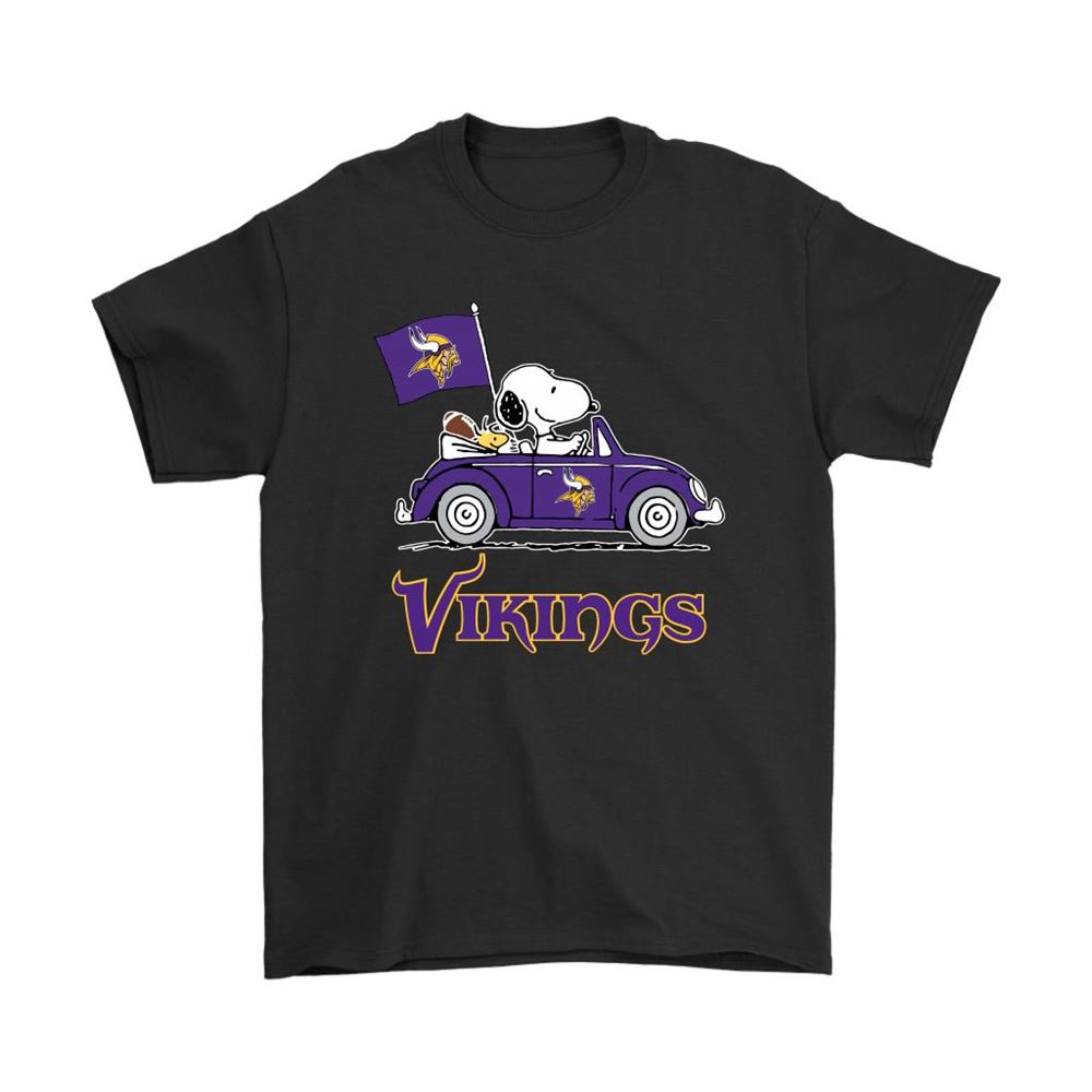 Snoopy And Woodstock Ride The Minnesota Vikings Car Nfl Shirts