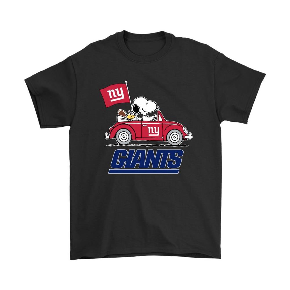 Snoopy And Woodstock Ride The New York Giants Car Nfl Shirts