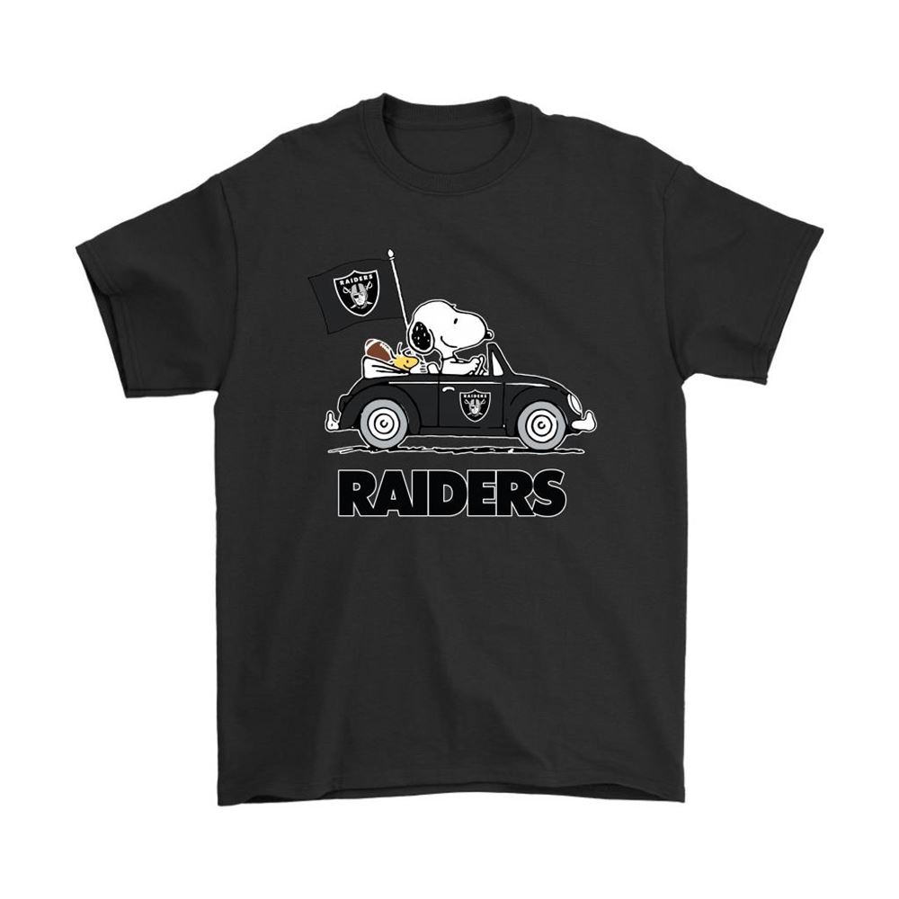 Snoopy And Woodstock Ride The Oakland Raiders Car Nfl Shirts