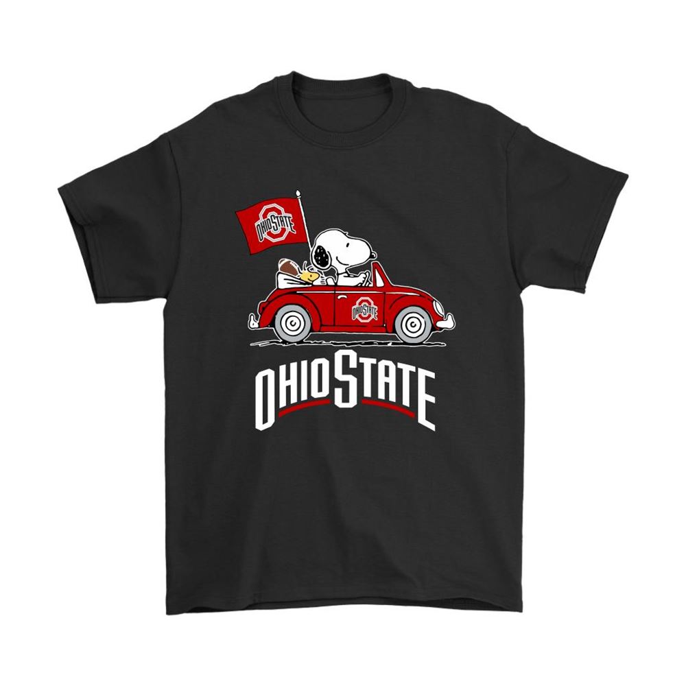 Snoopy And Woodstock Ride The Ohio State Buckeyes Car Ncaa Shirts