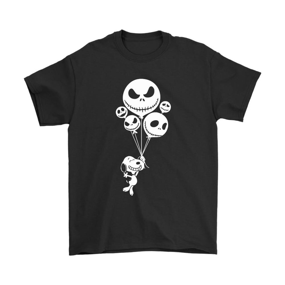 Snoopy Flying Up With Jack Skellington Balloons Shirts