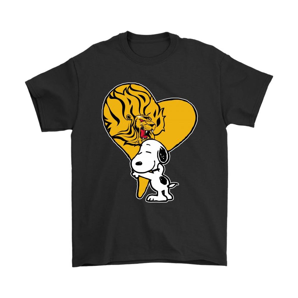 Snoopy Hugs The Arkansas Pine Bluff Golden Lions Heart Ncaa Shirts