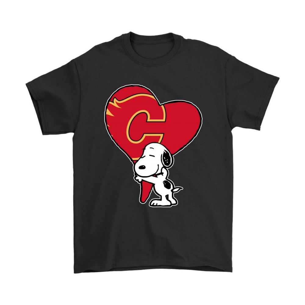 Snoopy Hugs The Calgary Flames Heart Nhl Shirts