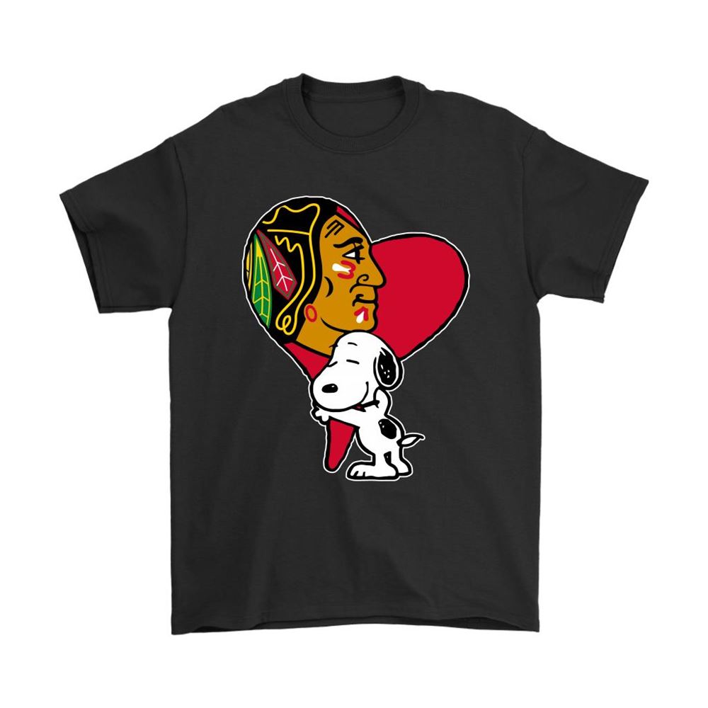 Snoopy Hugs The Chicago Blackhawks Heart Nhl Shirts