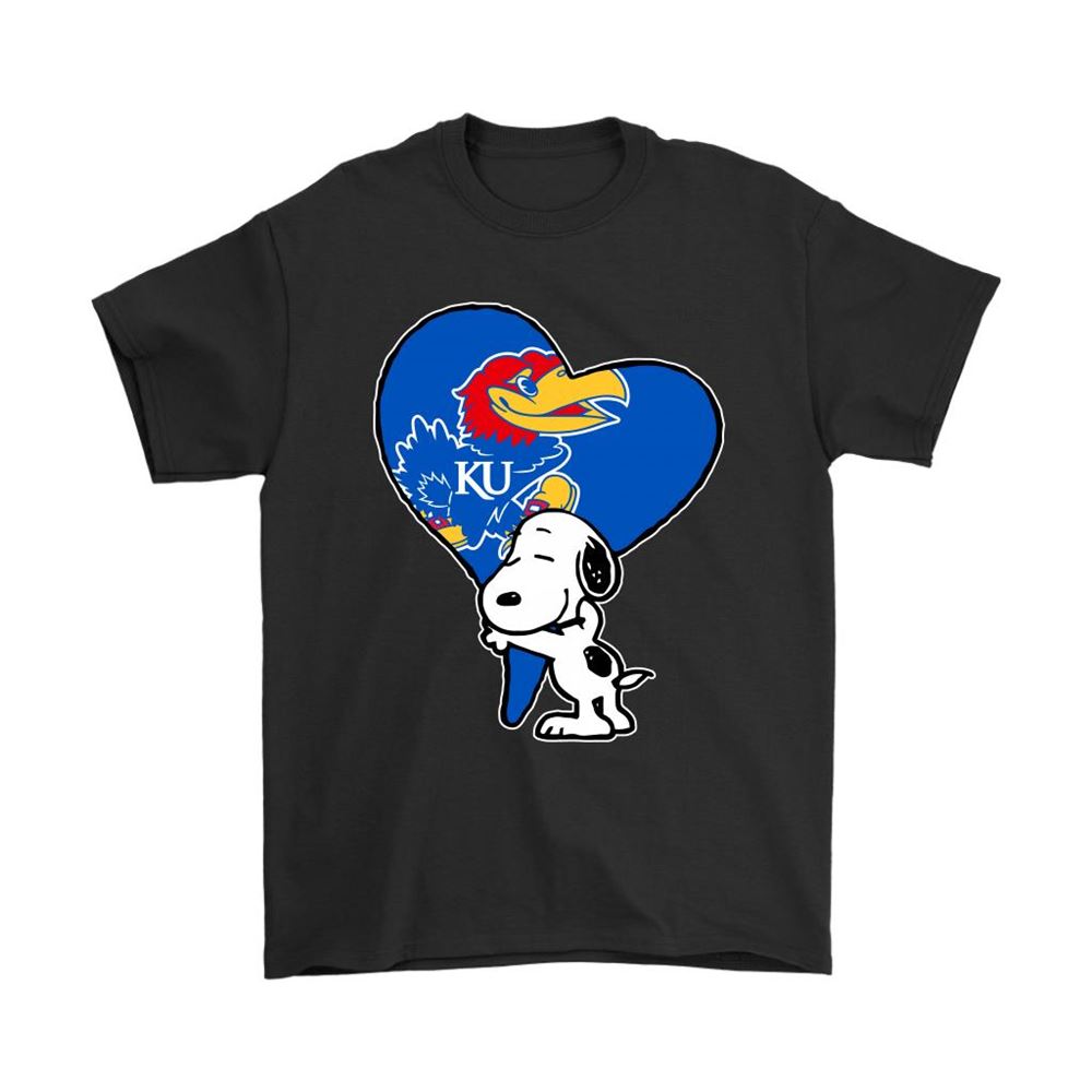 Snoopy Hugs The Kansas Jayhawks Heart Ncaa Shirts