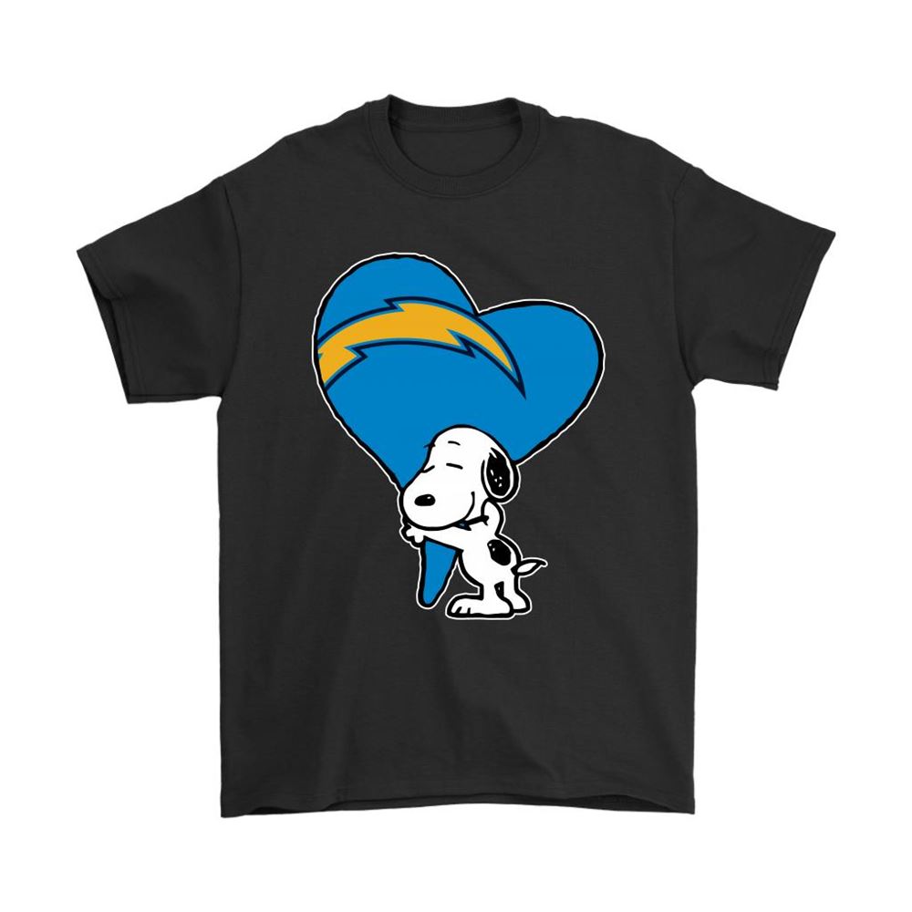 Snoopy Hugs The Los Angeles Chargers Heart Nfl Shirts