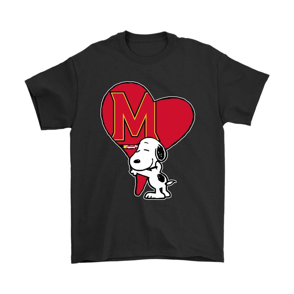 Snoopy Hugs The Maryland Terrapins Heart Ncaa Shirts