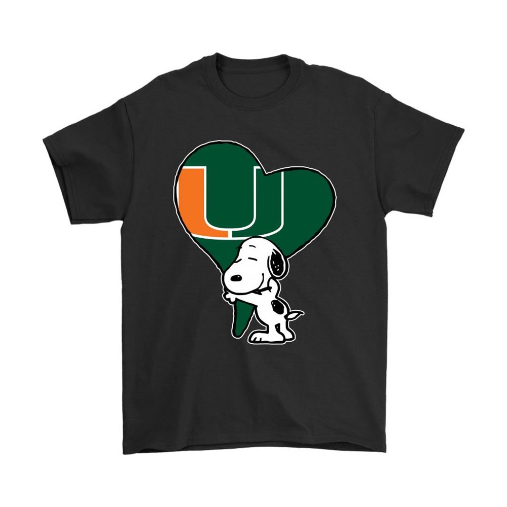 Snoopy Hugs The Miami Hurricanes Heart Ncaa Shirts