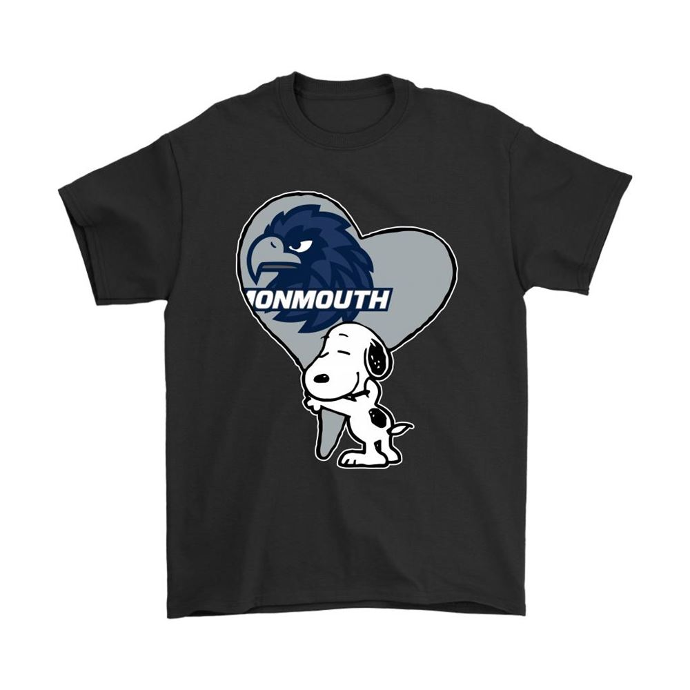 Snoopy Hugs The Monmouth Hawks Heart Ncaa Shirts