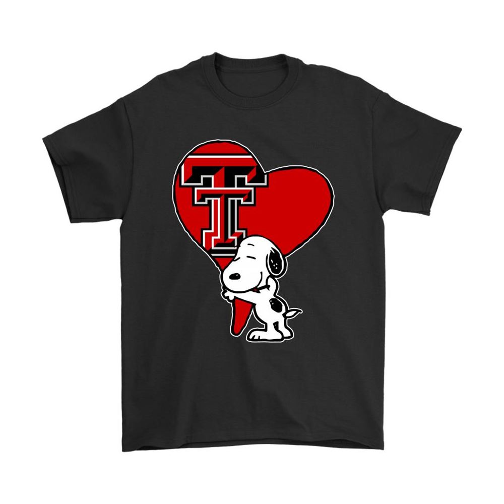 Snoopy Hugs The Texas Tech Red Raiders Heart Ncaa Shirts