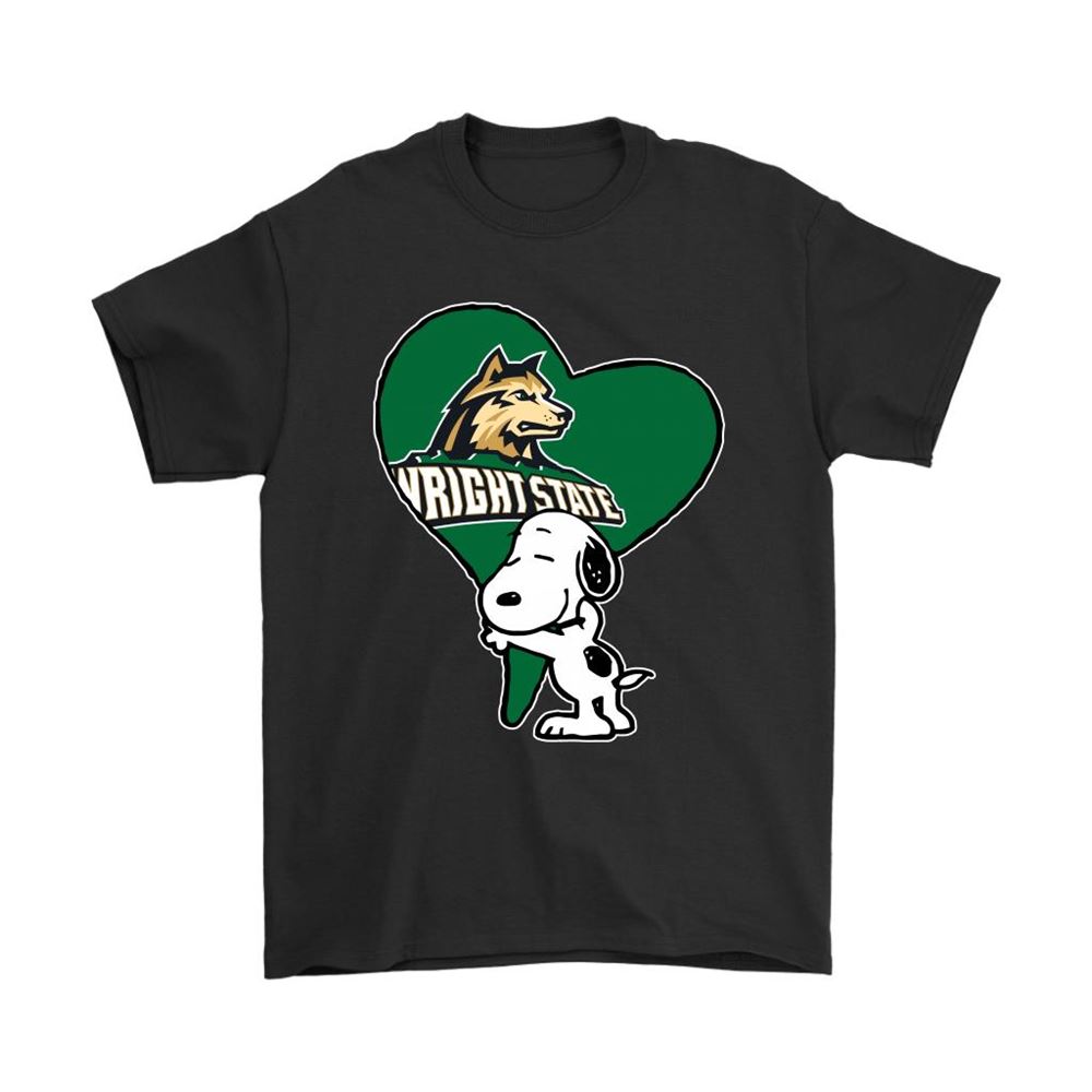 Snoopy Hugs The Wright State Raiders Heart Ncaa Shirts