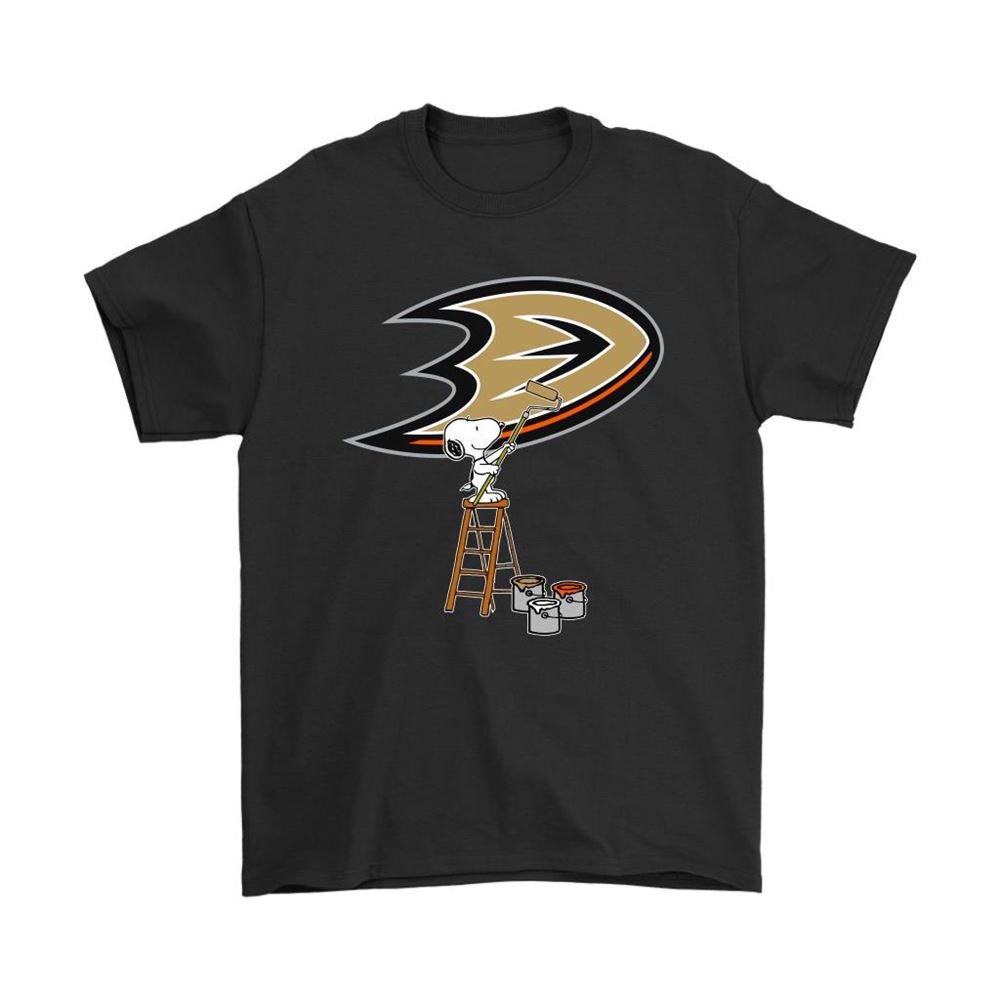 Snoopy Paints The Anaheim Ducks Logo Nhl Ice Hockey Shirts