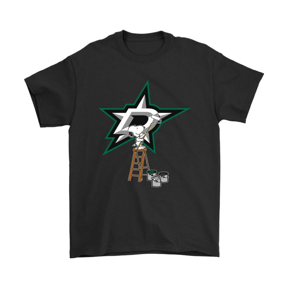 Snoopy Paints The Dallas Stars Logo Nhl Ice Hockey Shirts