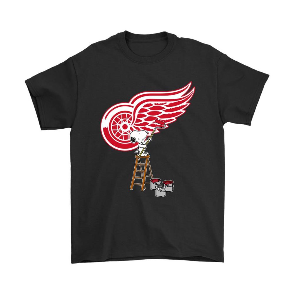 Snoopy Paints The Detroit Red Wings Logo Nhl Ice Hockey Shirts
