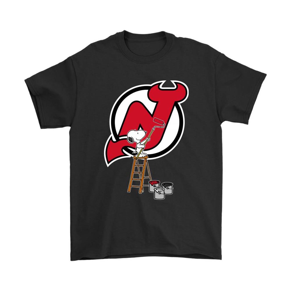 Snoopy Paints The New Jersey Devils Logo Nhl Ice Hockey Shirts