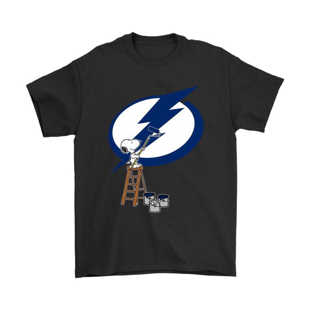 Snoopy Paints The Tampa Bay Lightning Logo Nhl Ice Hockey Shirts