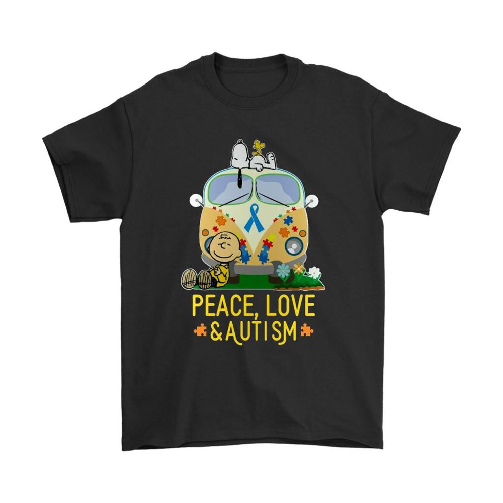Snoopy Peace Love And Autism Shirts