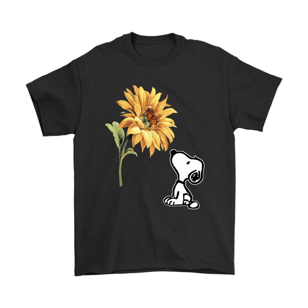 Snoopy Watchs A Butterfly And Sunflower Shirts