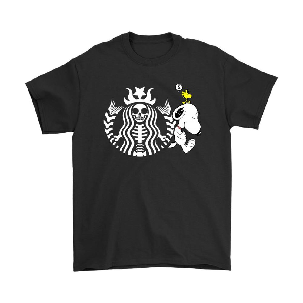 Starbuck Coffee Skeleton Dead Barista Lazy Snoopy Shirts