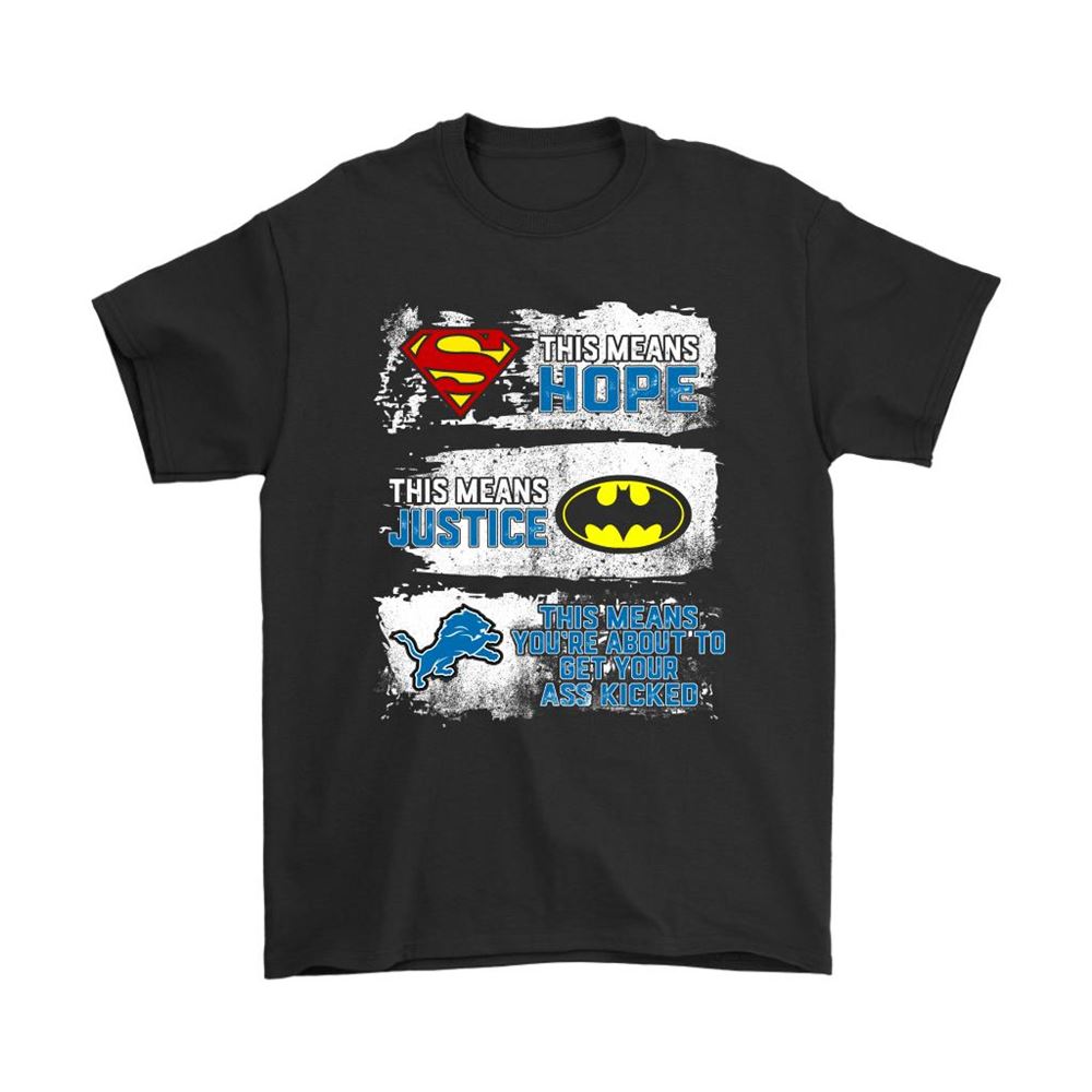 Superman Batman Detroit Lions Mean Kick Your Ass Shirts
