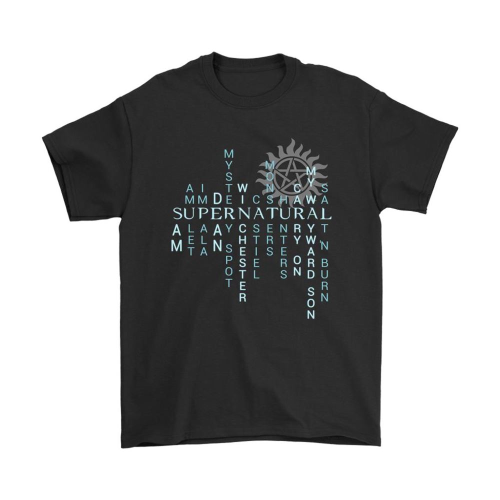 Supernatural Crossword Words Puzzle Style Shirts