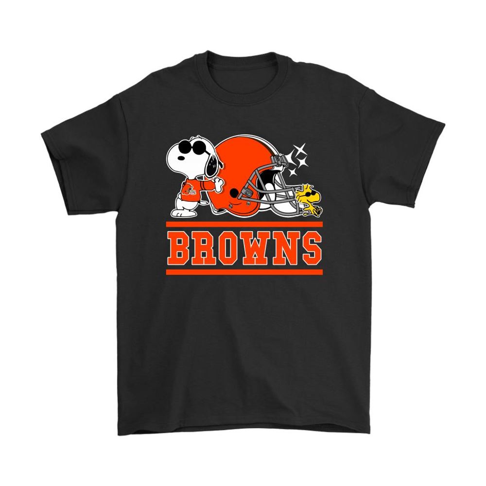 The Cleveland Browns Joe Cool And Woodstock Snoopy Mashup Shirts
