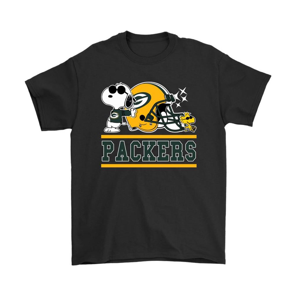 The Green Bay Packers Joe Cool And Woodstock Snoopy Mashup Shirts