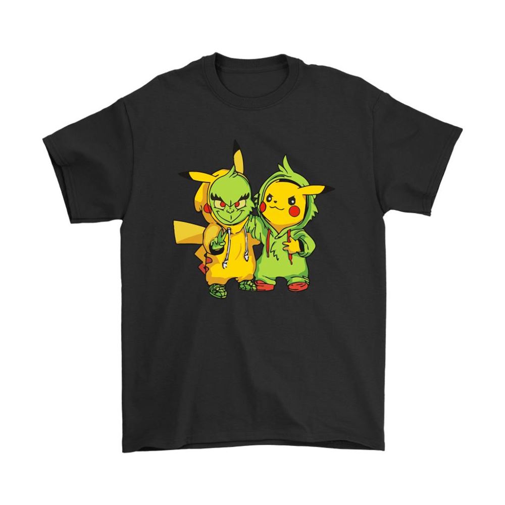 The Grinch And Pikachu Costume Swap Mashup Pokemon Shirts