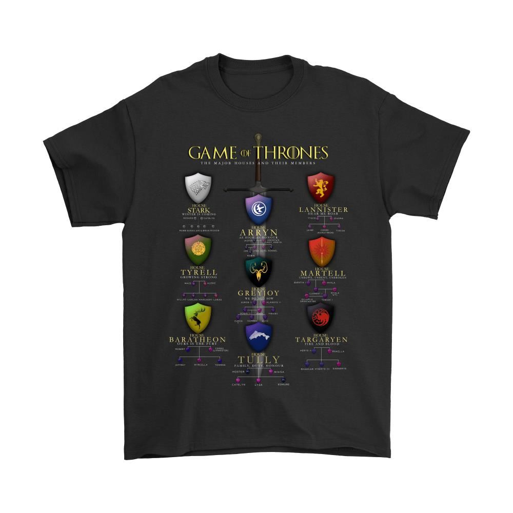 The Major Houses And Their Members Game Of Thrones Shirts