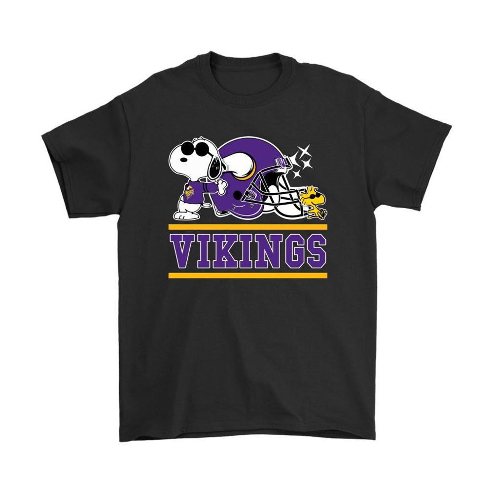The Minnesota Vikings Joe Cool And Woodstock Snoopy Mashup Shirts