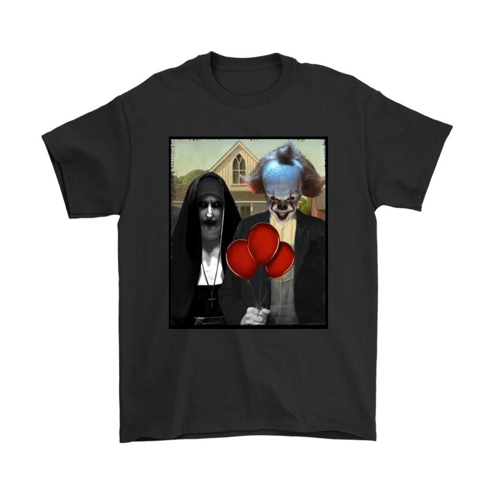 The Nun Valak And Pennywise Horror Mashup Shirts