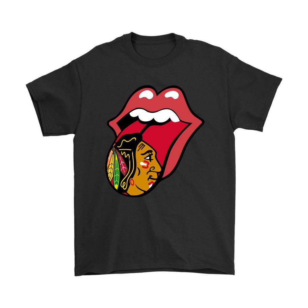 The Rolling Stones Logo X Chicago Blackhawks Mashup Nhl Shirts
