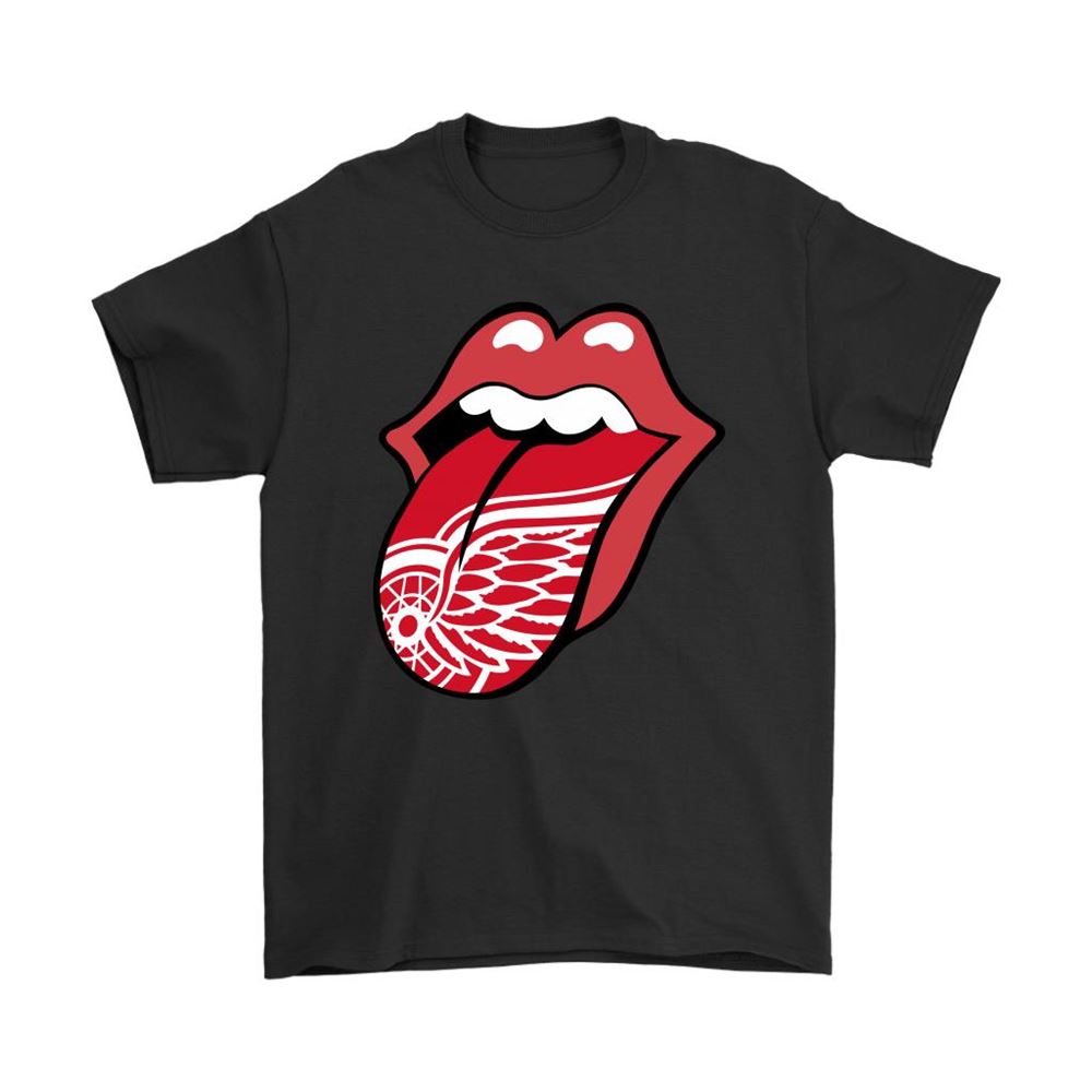 The Rolling Stones Logo X Detroit Red Wings Mashup Nhl Shirts