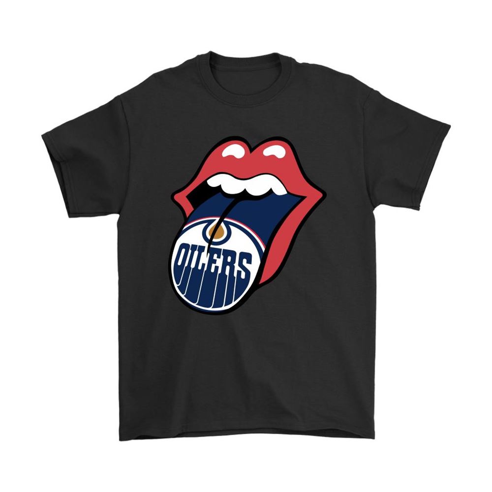 The Rolling Stones Logo X Edmonton Oilers Mashup Nhl Shirts