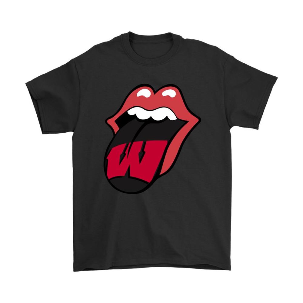 The Rolling Stones Logo X Wisconsin Badgers Mashup Ncaa Shirts
