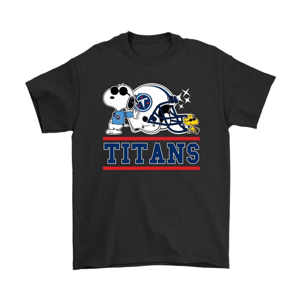 The Tennessee Titans Joe Cool And Woodstock Snoopy Mashup Shirts