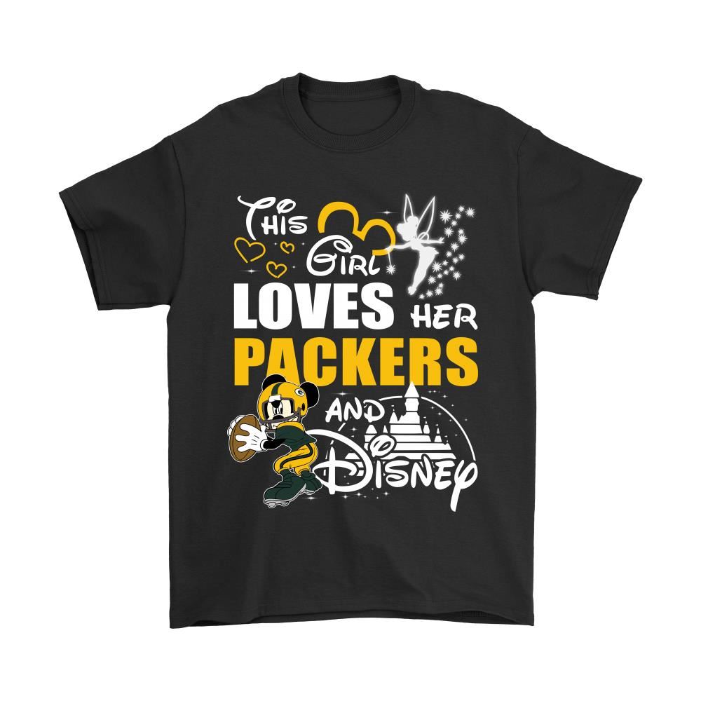 This Girl Loves Her Green Bay Packers And Mickey Disney Shirts