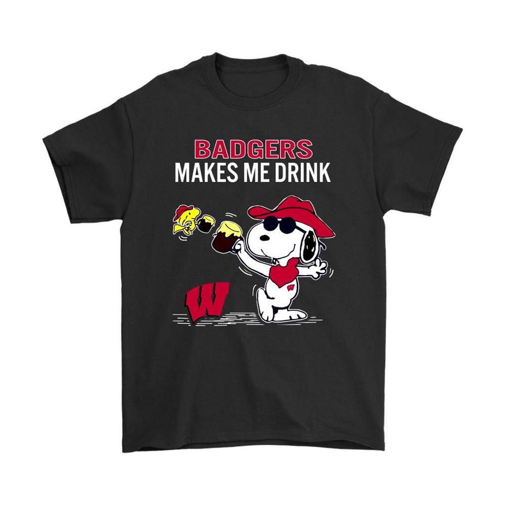 Wisconsin Badgers Makes Me Drink Snoopy And Woodstock Shirts