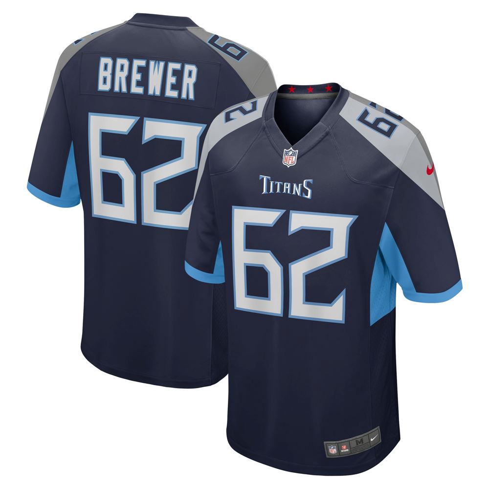 Men's Aaron Brewer Tennessee Titans Game Jersey Navy