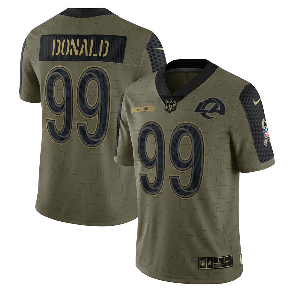 Men's Aaron Donald Los Angeles Rams 2021 Salute To Service Limited Player Jersey Olive