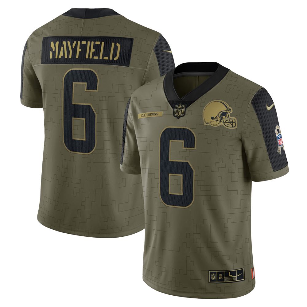 Men's Baker Mayfield Cleveland Browns 2021 Salute To Service Limited Player Jersey Olive