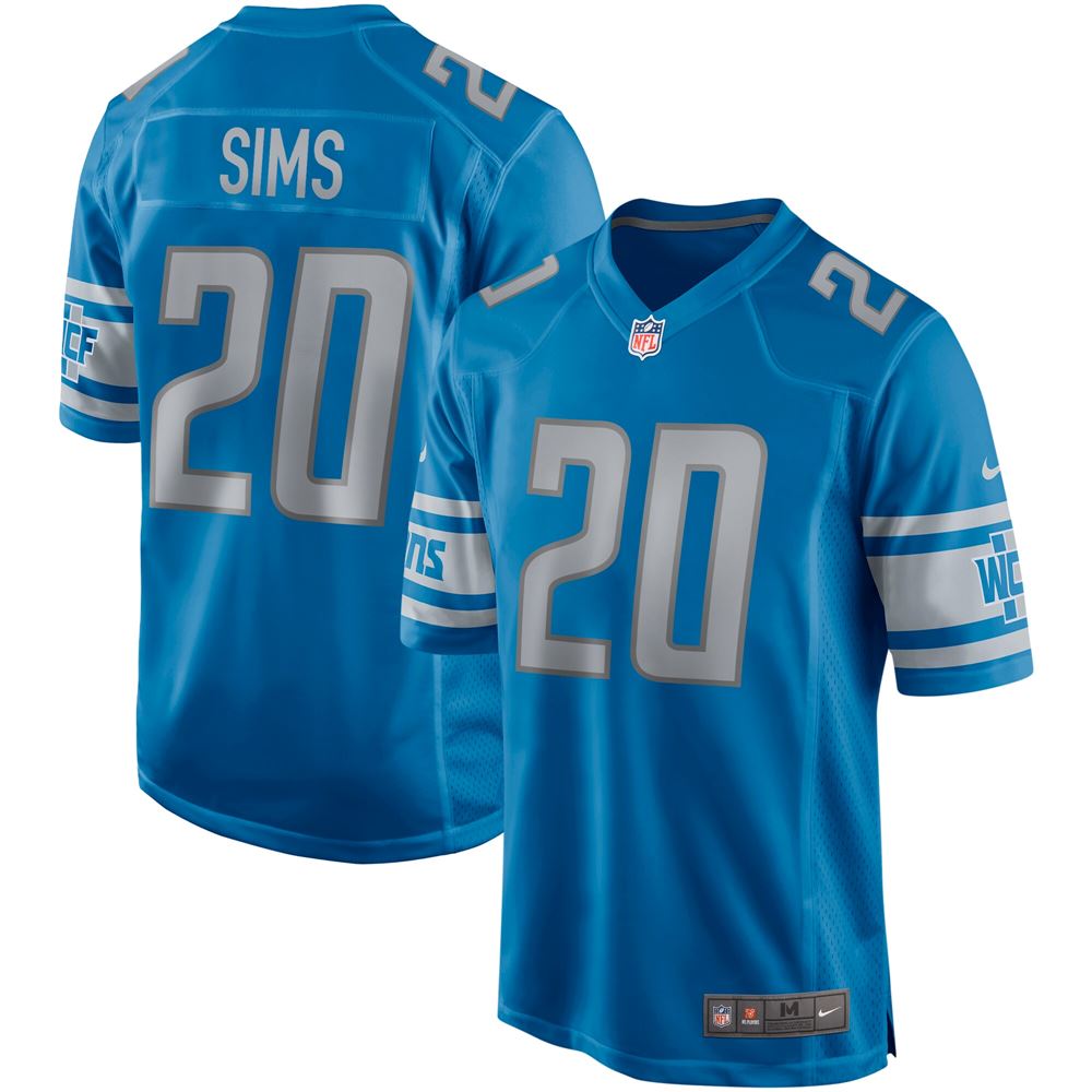 Men's Billy Sims Detroit Lions Game Retired Player Jersey Blue