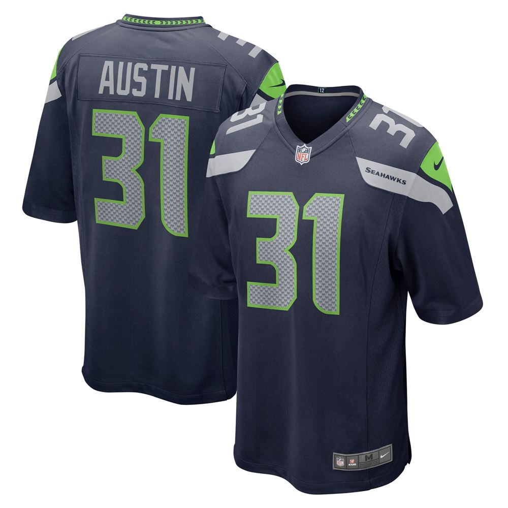 Men's Blessuan Austin Seattle Seahawks Game Jersey College Navy