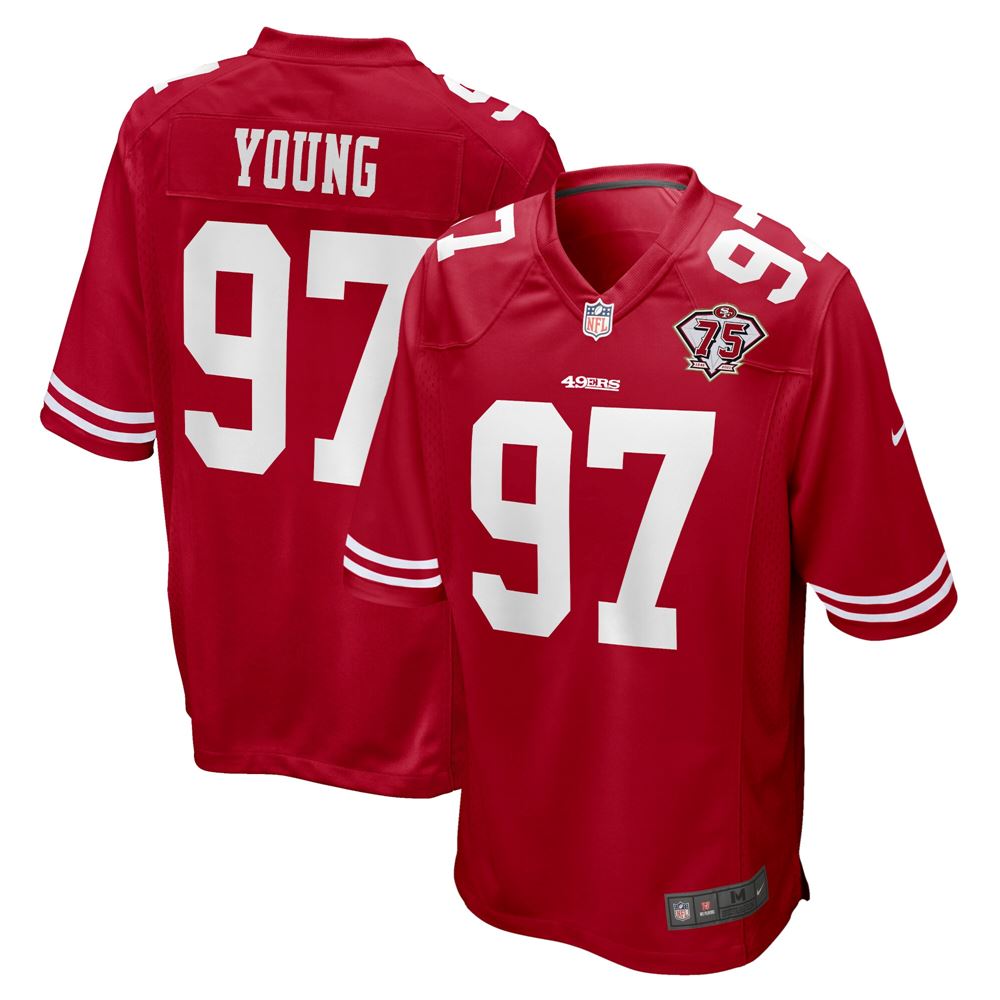 Men's Bryant Young San Francisco 49ers 75th Anniversary Game Retired Player Jersey Scarlet